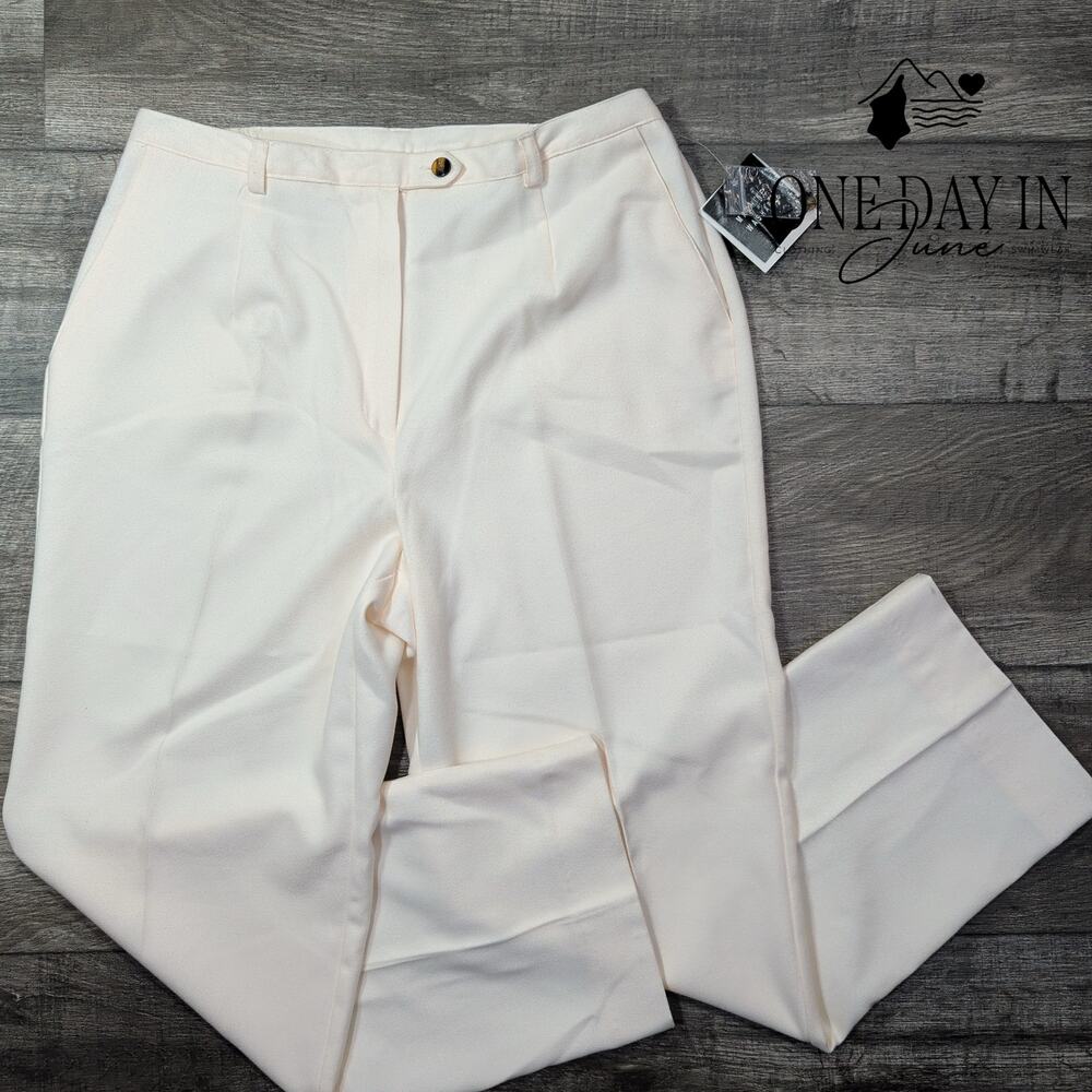 Sag Harbor Softest Touch High Rise Dress Pants Vanilla Cream NWT Size 14